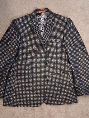Tallia-Lansky Bros. Retro Black-Gray-Silver Tailored Sports Blazer (Memphis) 42R